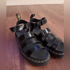 Dr. Martens Shiny Black Kids Sandals